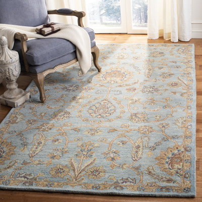 Cranmore Hand Tufted Wool/Cotton Oriental Rug in Blue/Gray/Beige