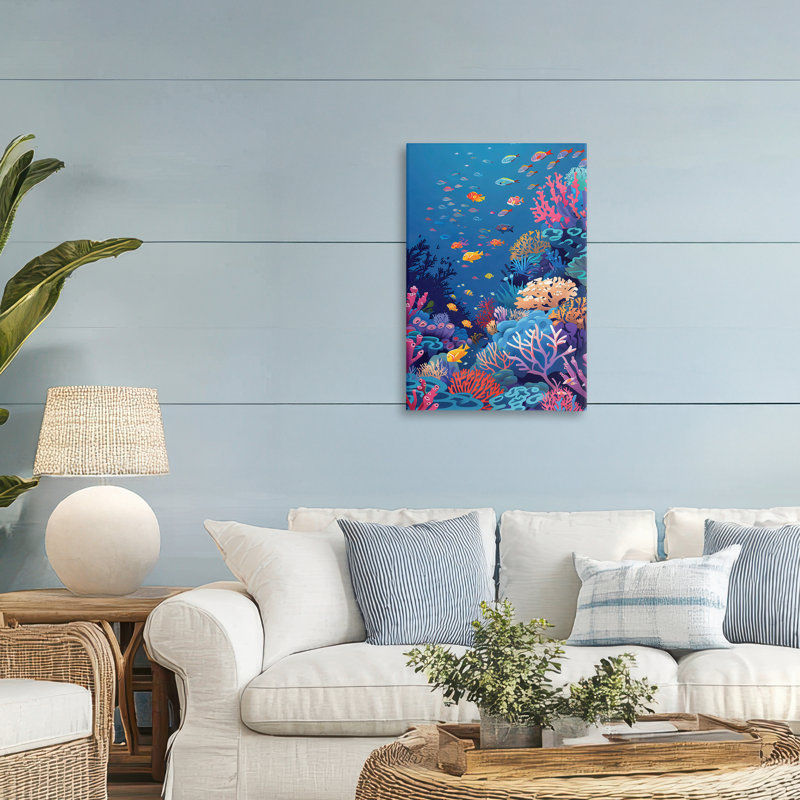 Toile de récif corallien Tropic Life, design par LSR Design Studio, H 30 po x l 20 po