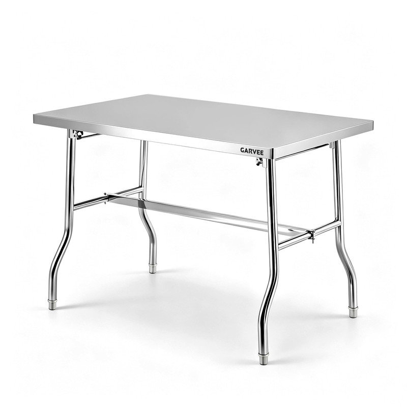 Table de travail pliable en acier inoxydable 48 po x 24 po - Station de préparation portable pour la cuisine, la cuisine extérieure, le camping et le garage