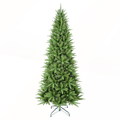 4FT Slim Christmas Tree with 424 Tips, PE+PVC Branches, Hinged Design for Easy Setup, and Stable Metal Stand for Small Spaces