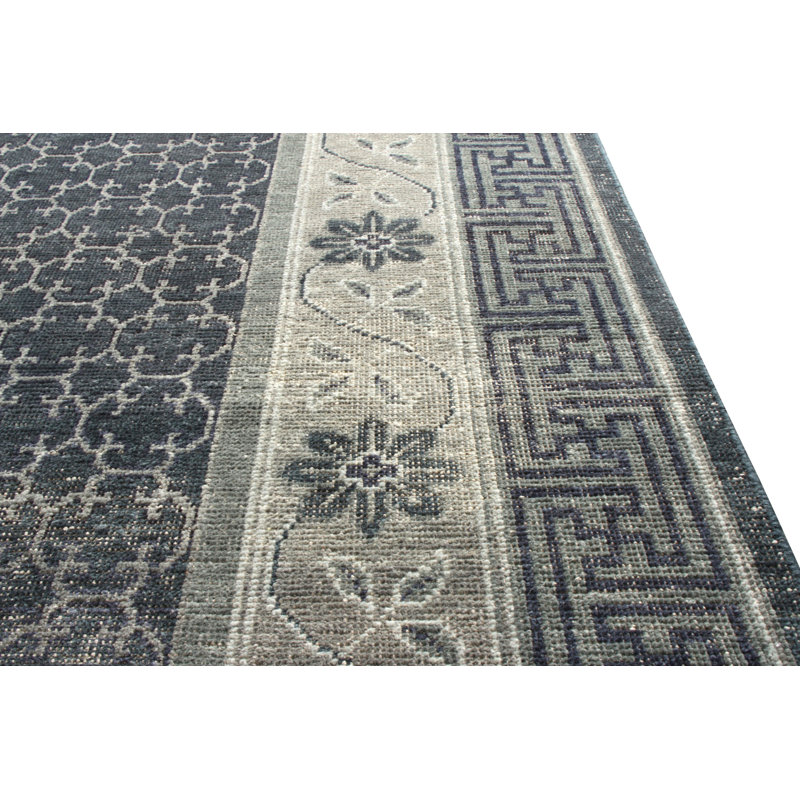 Distressed Homage Hand Knotted Wool Area Rug, Rectangle 5' x 8'