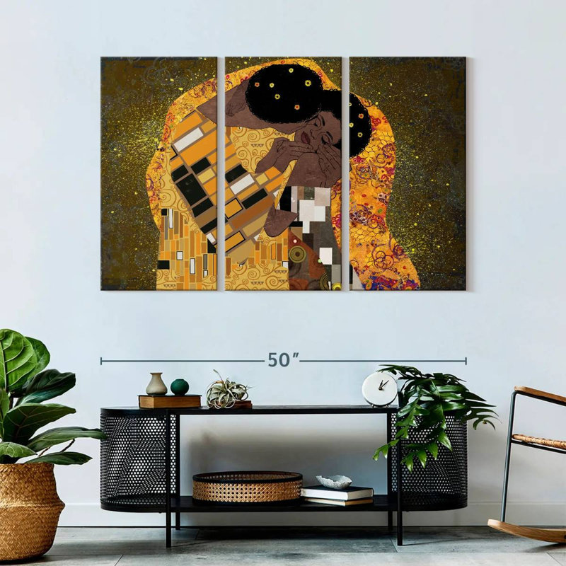 Black Couple Kiss 3 pièces, H 32 po x l 50 po x P 1,25 po