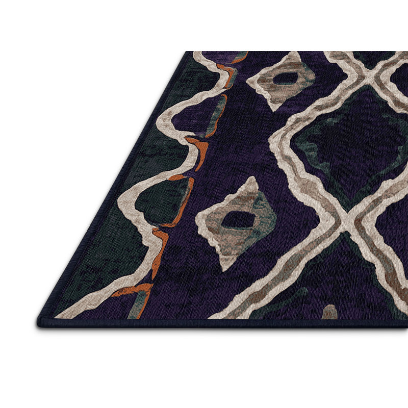 Machine Washable Purple Area Rug, Rectangle 2' x 3'