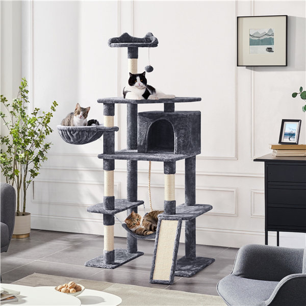 70" Tomaso Multi Level Cat Tree, Dark Grey