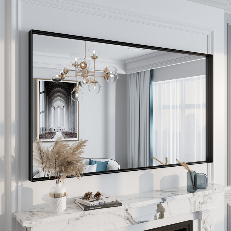 Miroir mural Aevar, 51 po x 30 po, Noir mat