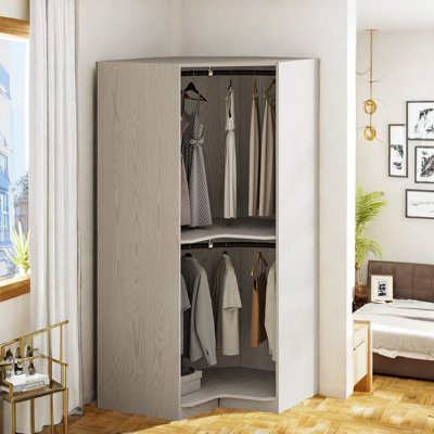 Polygon Corner Wardrobe With 2 Practical Shelves