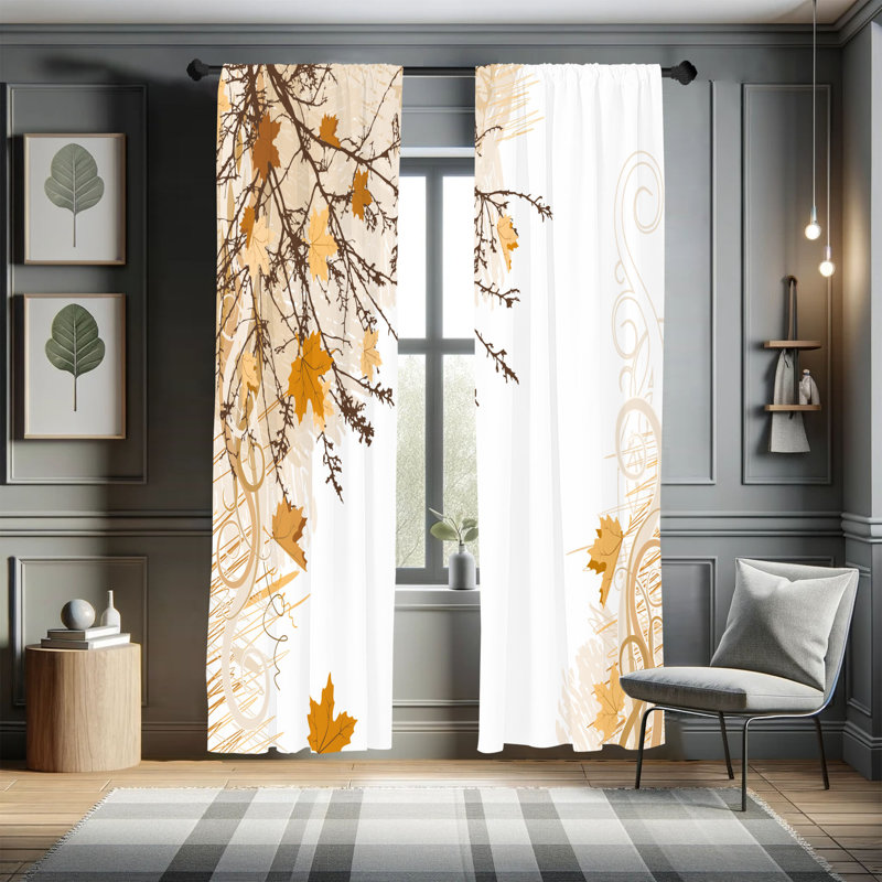 Paire de rideaux 28 po Ebern Designs, Jaune terre, L 28 po x L 63 po