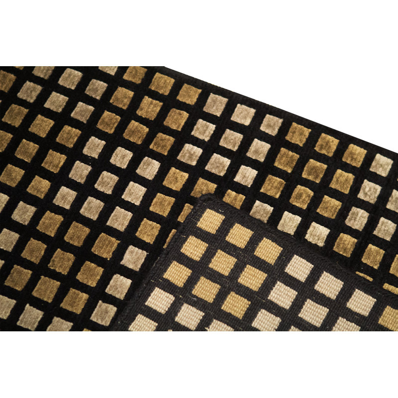 Hand-Knotted High-Quality Black and Taupe Area Rug