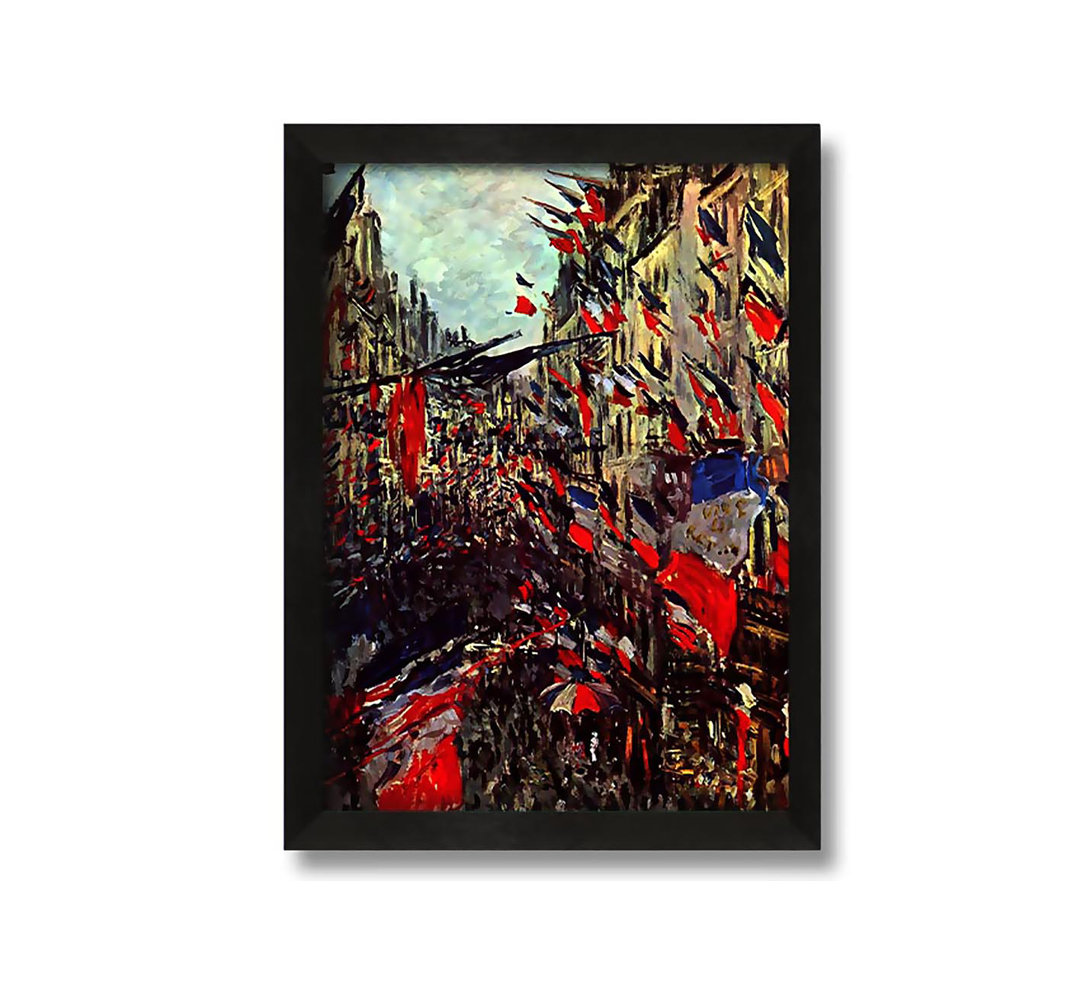 Gerahmtes Leinwandbild Rue Staint Denis At The National Holiday von Claude Monet