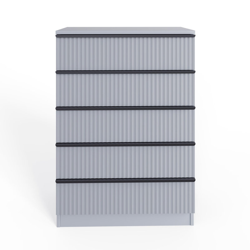Lania Ripple Ridged 5 Drawer Chest Of Drawers Matt Grey
