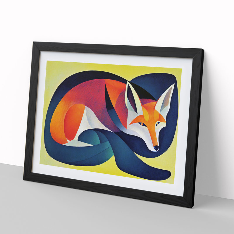 A Dazzling Abstract Fox - Framed Print, 46cm H x 64cm W x 2cm D, Black