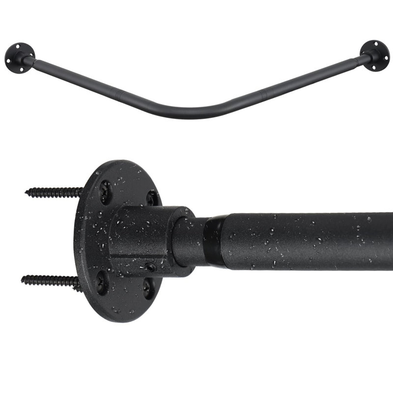 Tringle de rideau de douche de coin en L, 30 à 51,2 po, fixation murale industrielle
