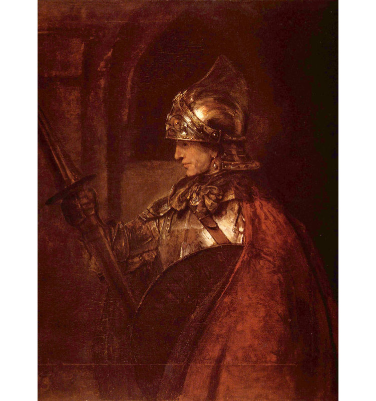 Un homme en armure, H 18 po x l 14 po