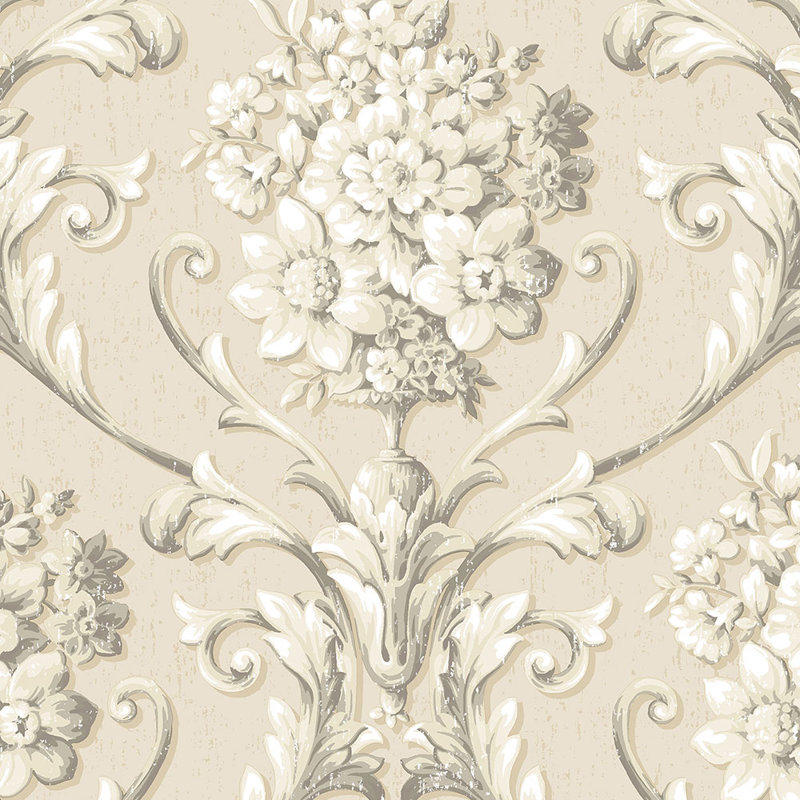 Rouleau de papier peint L 32,7 pi x l 20,5 po Jackye, Crème / beige / gris