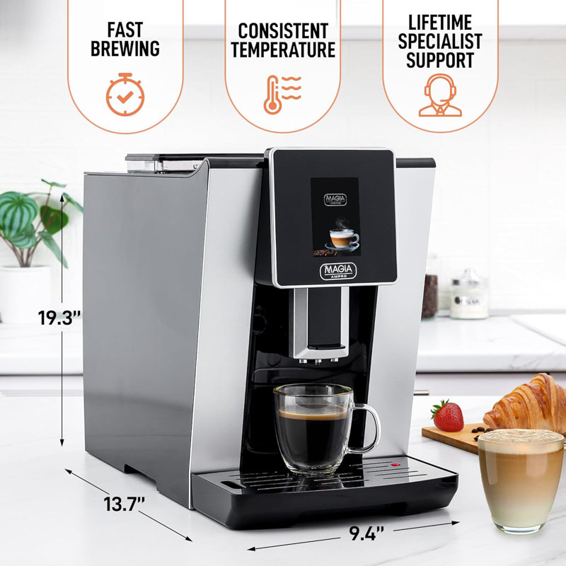Zulay Kitchen Magia AMPRO Automatic Espresso Machine with Grinder, Super Automatic Coffee Machine and Milk Frother