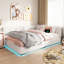 Vicksburg Double Bed Frame with Headboard, Teddy Velvet Upholstered Bed with USB Charging Port and LED Light Strip Under Bed, Sofa Style Bed Frame with Guardrail, Wooden Slats Support for Bedroom Guest Room-1589874358