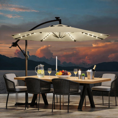 Parasol décalé de 10 pi avec lumières solaires