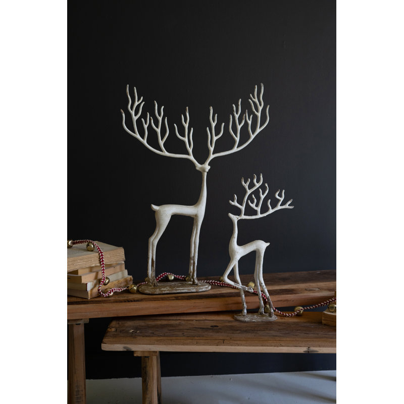  Cerf blanc en fer - sculptures décoratives festives, ensemble de 2
