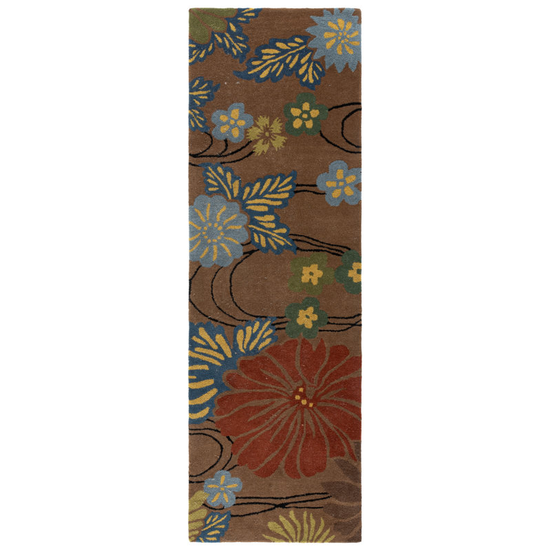 Clovill Hand Tufted Wool And Viscose Floral Rug, Runner 2'6" x 8'