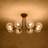 Mid-century 8-light Water Patternede Glass Semi-flush Mount-1681351499
