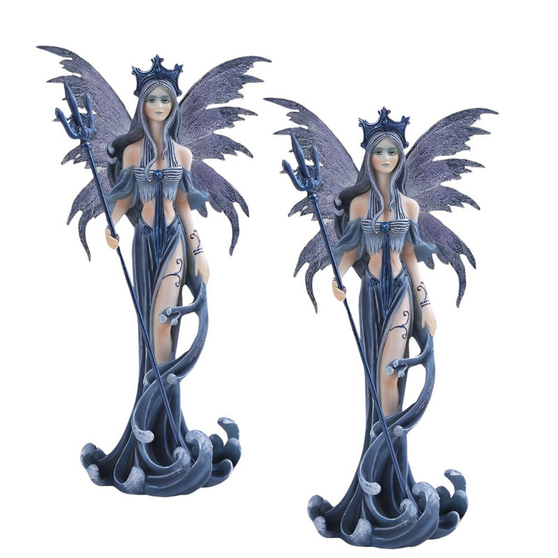 "Figurine de fée de l'eau en bleu" Figurine de statue de fée bleue "ICE ARMOR" 10 "H 2 pièces"