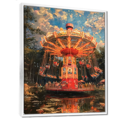 'Orange Blue Vintage Amusement Park Carousel - Amusement Parks Wall Art Living Room