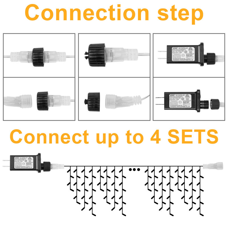 32.8FT 400LEDs Icicle String Light with 16.4FT Lead Wire Low Voltage, 196.85", 200