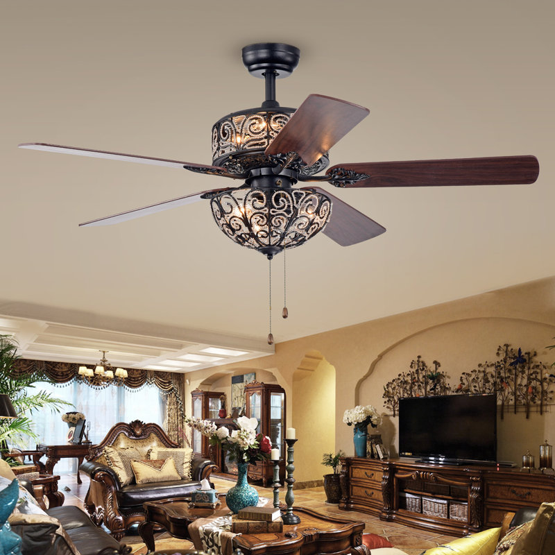 Hennis 52'' Ceiling Fan with Light Kit, Remote Control, Rustic Bronze