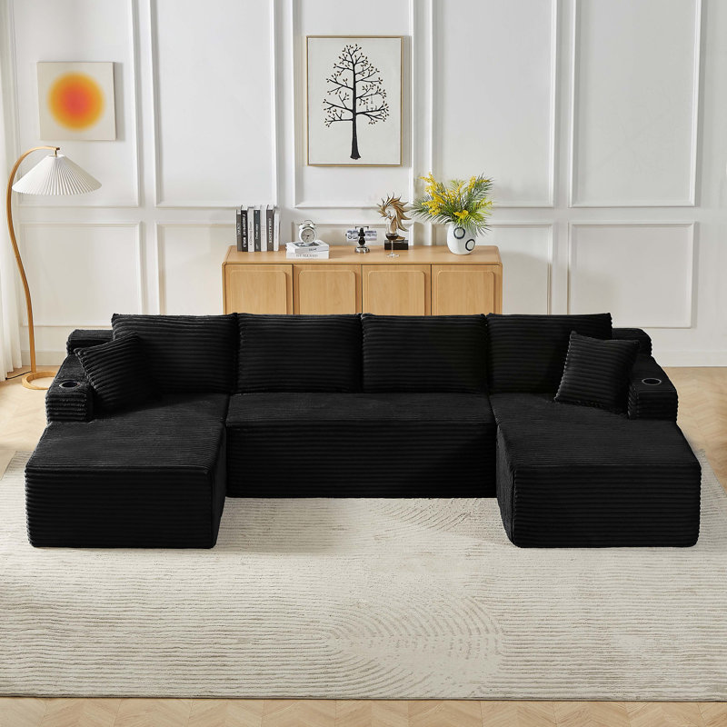 Ensemble de canapé modulaire en U Chenille, canapé modulaire de style minimaliste, canapé de luxe en tissu de chenille pour le salon