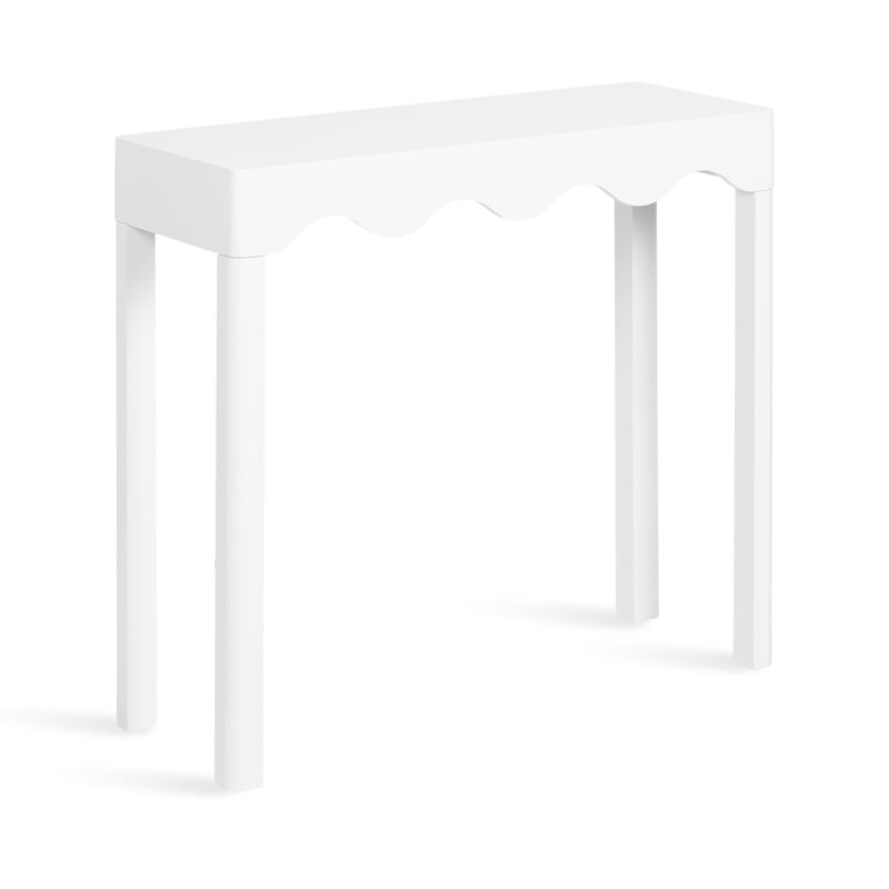 Maida Rectangle Wooden Curvy Console Table, White