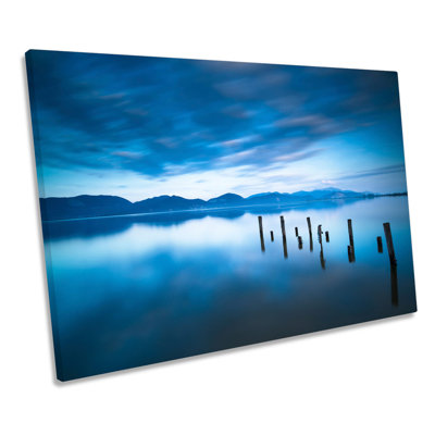 Wooden Pier Jetty Lake Sunset - Wrapped Canvas Print