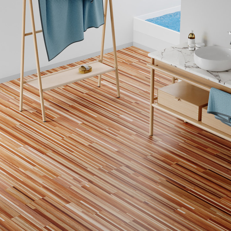 36pc Self-adhesive Wood Grain PVC Floor Tiles, Dark Brown