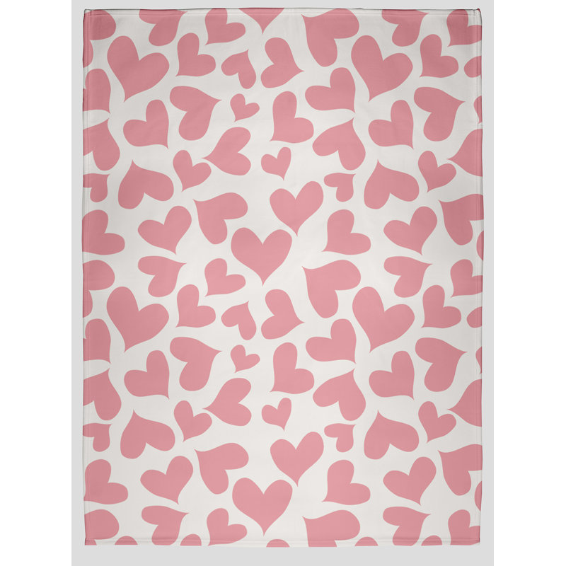Patterned Hearts Valentine's Day Throw Blanket, 50" W x 60" L, Pink Icing