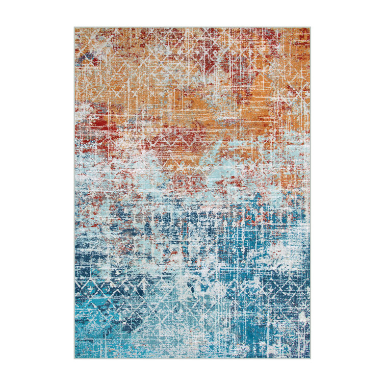 Abstract Tribal Washable Area Rug – Modern Non-Slip Carpet for Living Room, Bedroom & Entryway – Soft & Stain-Resistant Floor Mat