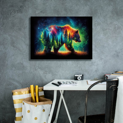  «Vibrant Bear 2» par Rey Klimt, art mural sur toile, 26 po x 18 po