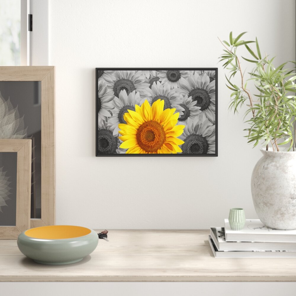 Gerahmtes Wandbild schöne Sonnenblumen