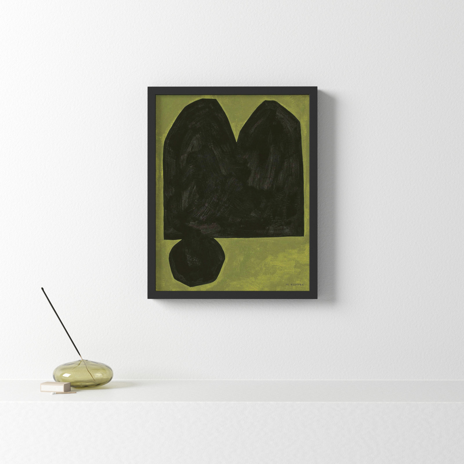 Lyndsey Module On Green 3 By Michael Kempen - Framed Wall Art, Black, 20" H x 16" W x 1.25" D