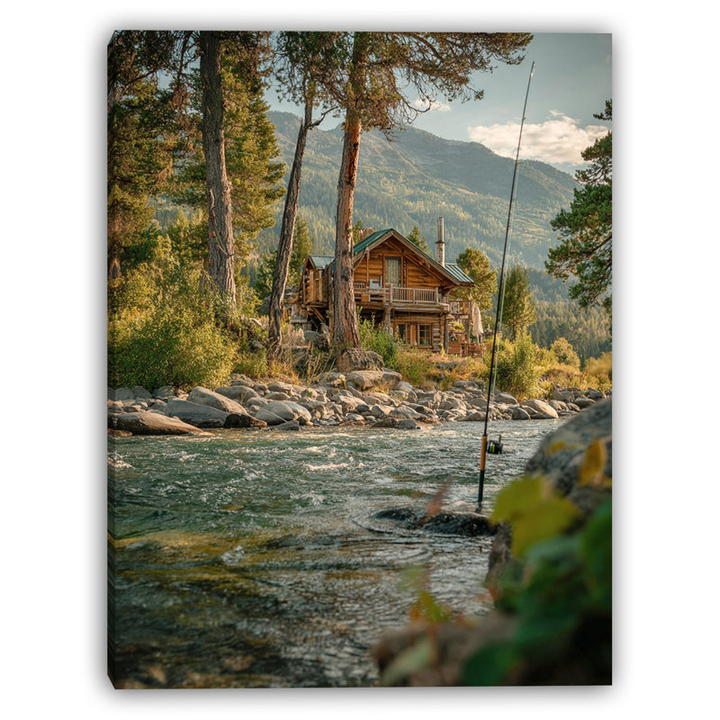 Riverside Cabin Retreat Wrapped Canvas Wall Art, 16" H x 24" W