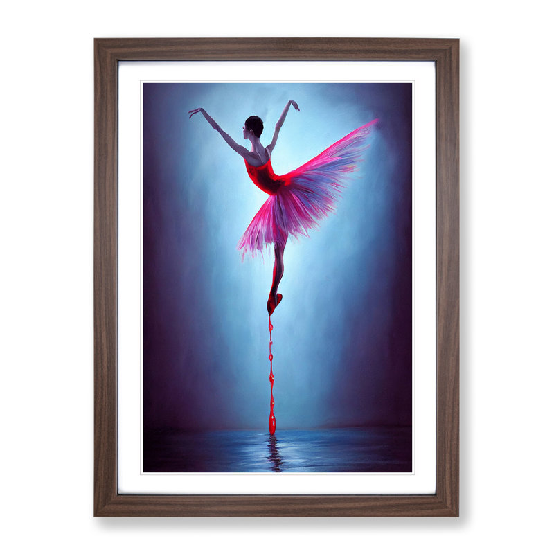 XV1022-3292X Ballerina - Single Picture Frame Painting, 64cm H x 46cm W x 2cm D, Walnut