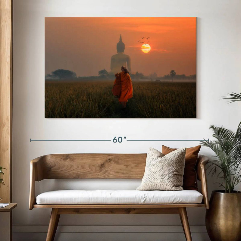 Adella Monk Behind Big Buddha, 34" H x 51" W
