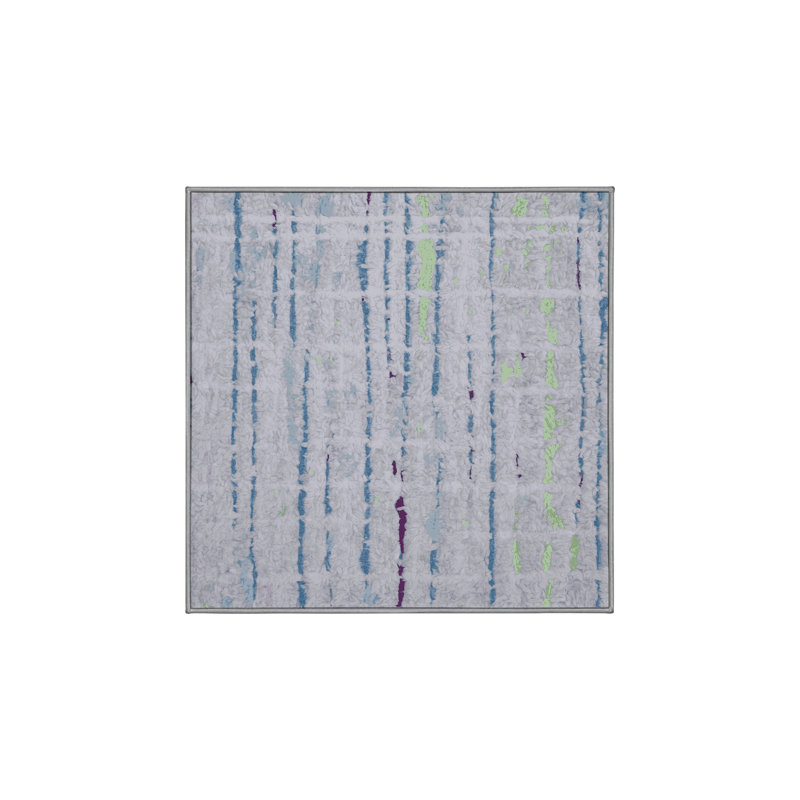 Machine Washable Gray Area Rug, Square 6'