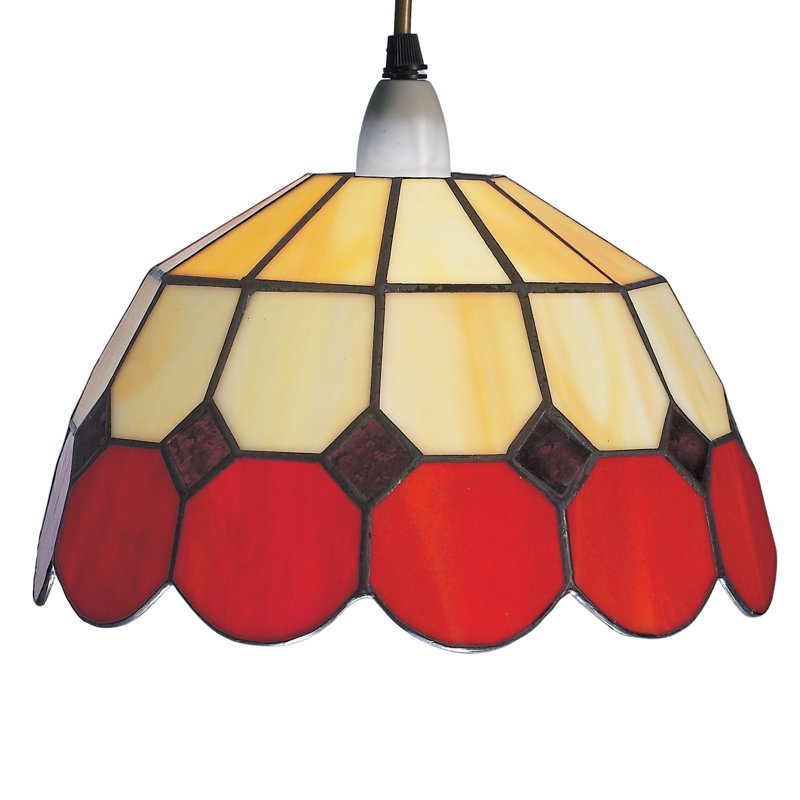 Bistro 15cm H Glass Bowl Pendant Shade ( Screw On ), Red/Beige
