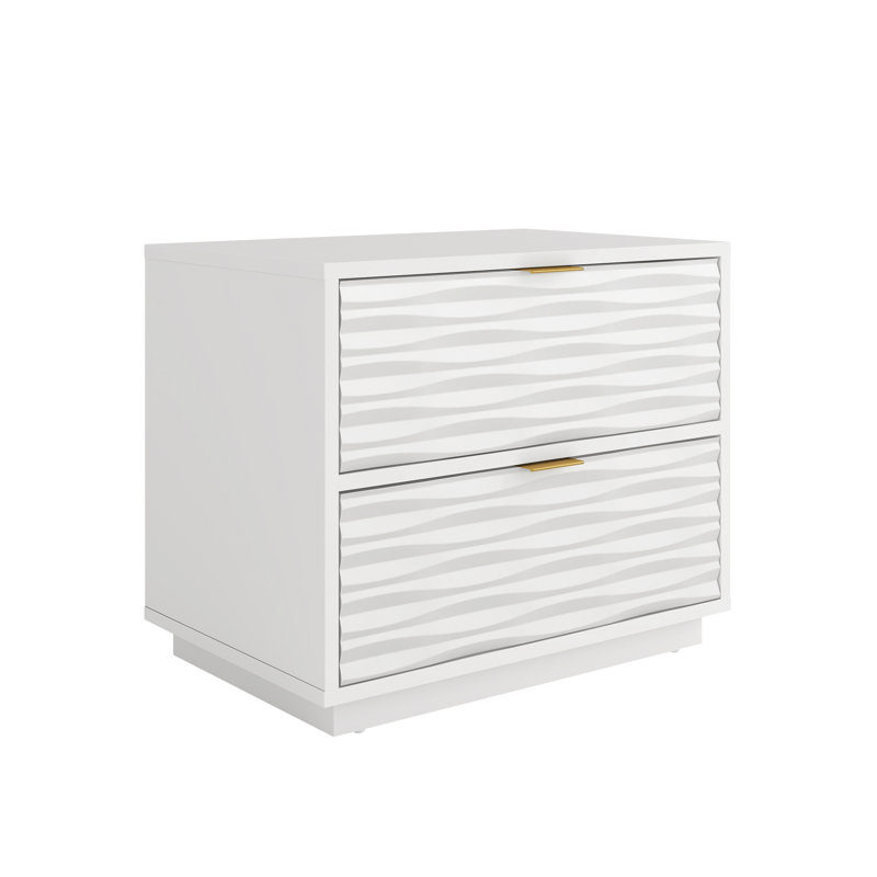 Table de chevet blanche avec 2 tiroirs de rangement