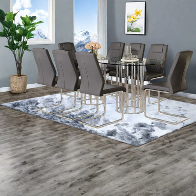 Seat Dining Table Sets(must Include Both Table And Chair) Glass Metal Modern Home