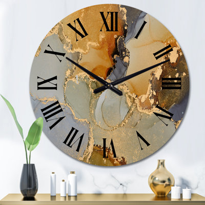 Horloge murale moderne brune et noire