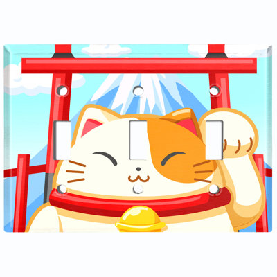 Plaque d'interrupteur en métal (Lucky Cat - Triple bascule)