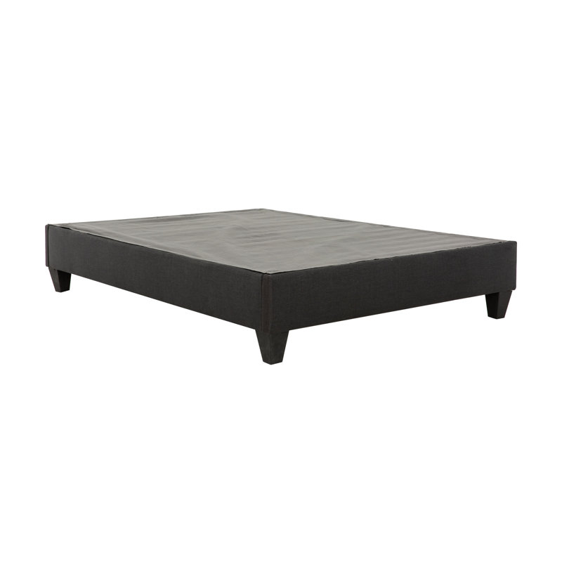 Amero Low Profile Upholstered Twin Platform Bed Frame with No Headboard, Twin, Gray