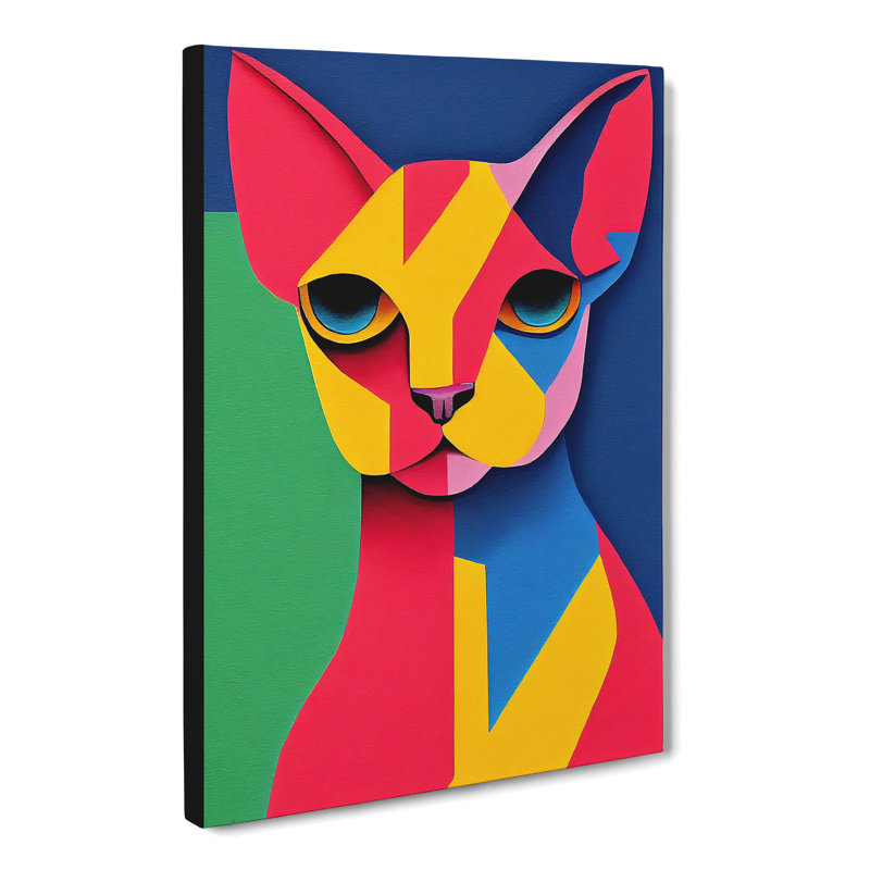 Sphynx Cat Abstract - Wrapped Canvas, 60cm H x 40cm W x 3cm D