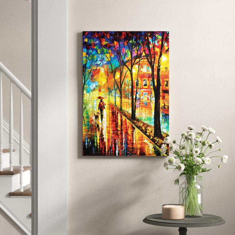 Walk With Dog by Leonid Afremov - Wrapped Canvas Painting, 101.6 cm H x 66.04 cm W x 1.91 cm D