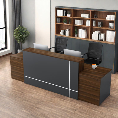 94.5-Inch Vintage Front Desk for 2, Spacious Leg Room, Ideal for Office or Computer Desk
